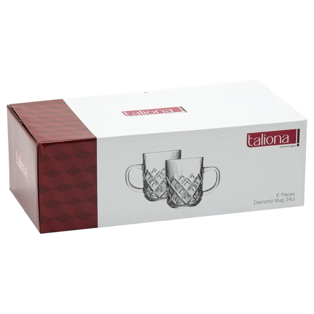 Taliona Diamond 6-Piece Clear Glass Mug Set 24 cl - C6913876