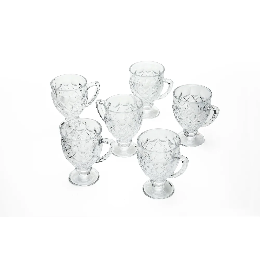 Taliona Angelica 6-Piece Clear Glass Tea Cup Set 16 cl - C6913936