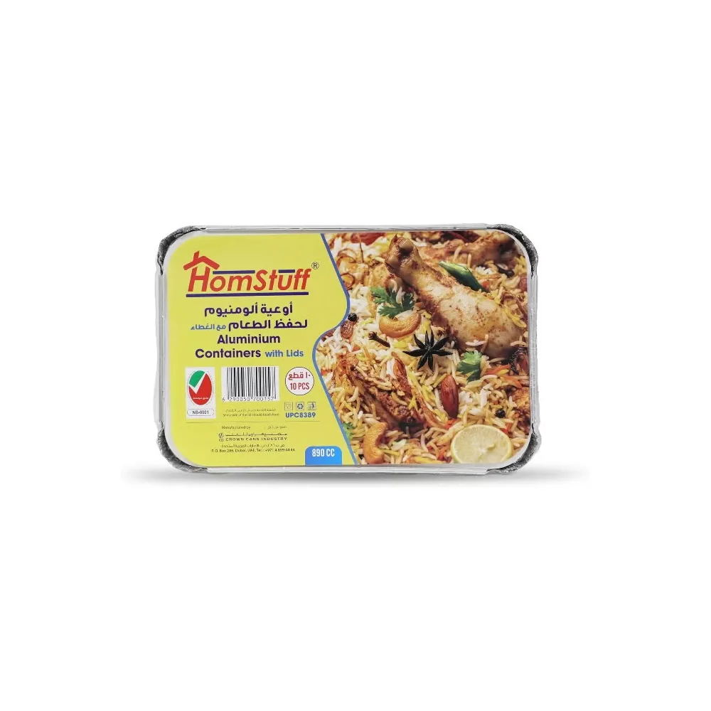 Homstuff Foil Container With LID 8389, Pack Of , Aluminium Disposable Container, Parcel Box, Packaging Hot Dry Foods Aluminium 10 Pcs 890ml - 5150802