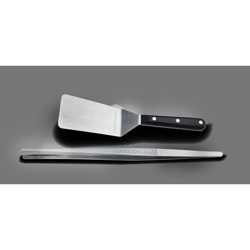 Outdoorchef Plancha Cutlery Set, Spring Steel Spatula with Pakka Wood Handle and Narrow Grill Tweezers, Griddle Tools - 14.112.65 - Image 5