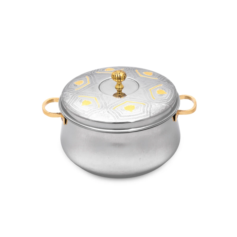 Zolten Vajra Zoya Stainless Steel Hotpot with Twin Loop Handles and Decorative Lid, 5 L - ZL0814463