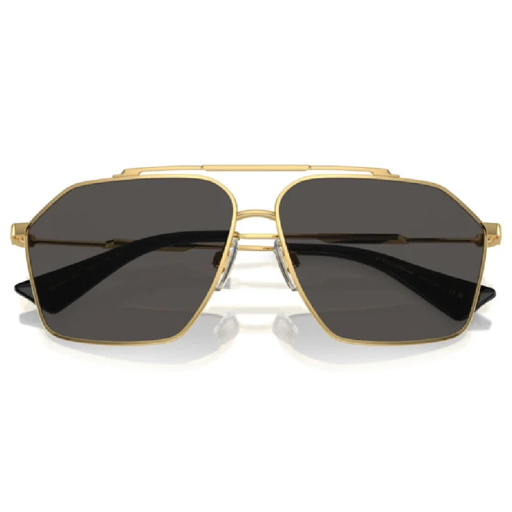 Dolce & Gabbana Unisex Gradient Grey Lens Sunglasses Full Frame Pilot Shape 61-12-145mm Gold Metal Frame CR39 Lens - DG230302-87