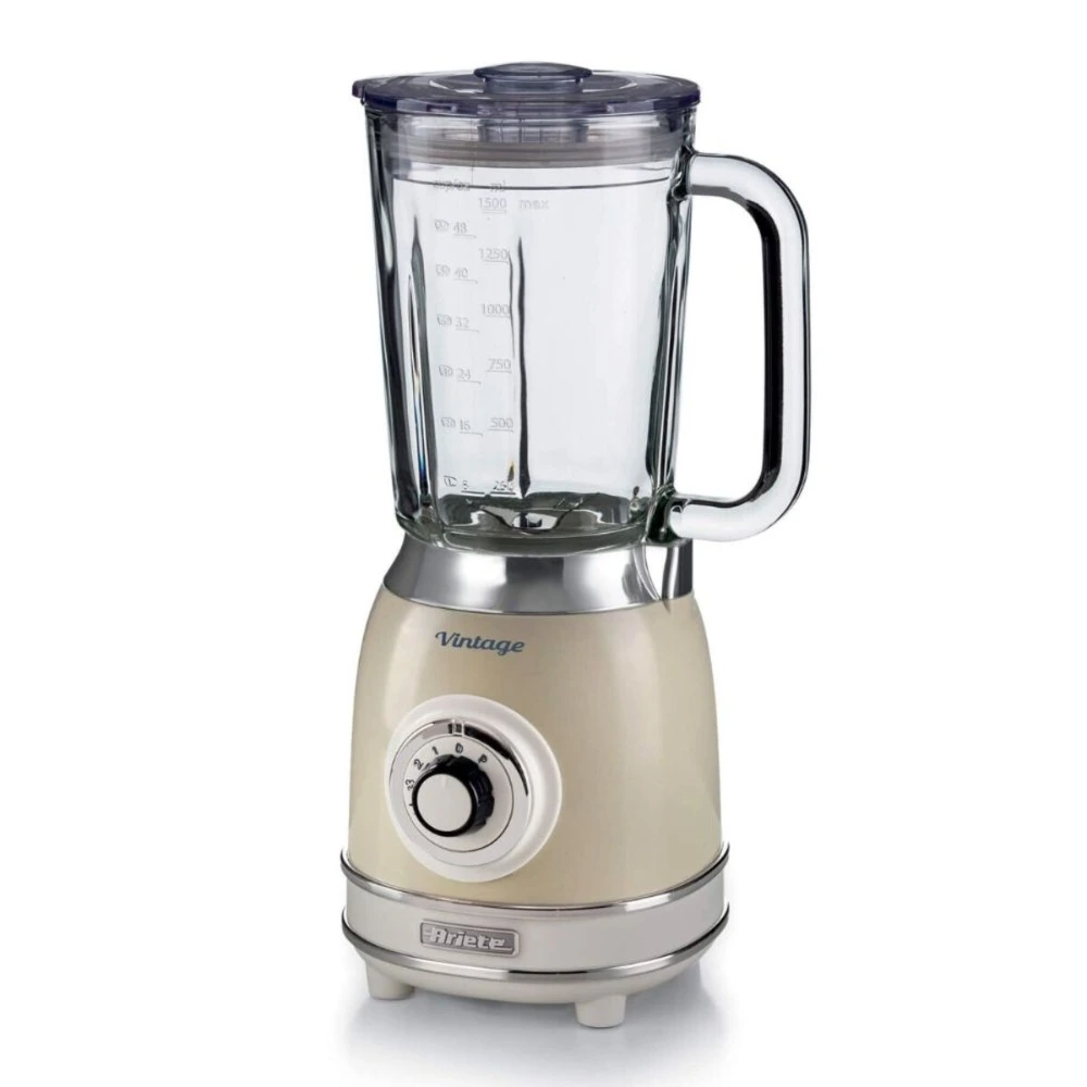 Ariete Vintage Blender with Glass Cup, Vintage-Inspired Styling, Glass Blending Jug, Blended Drinks and Ingredient Preparation, Kitchen Appliance - MOD05832/03