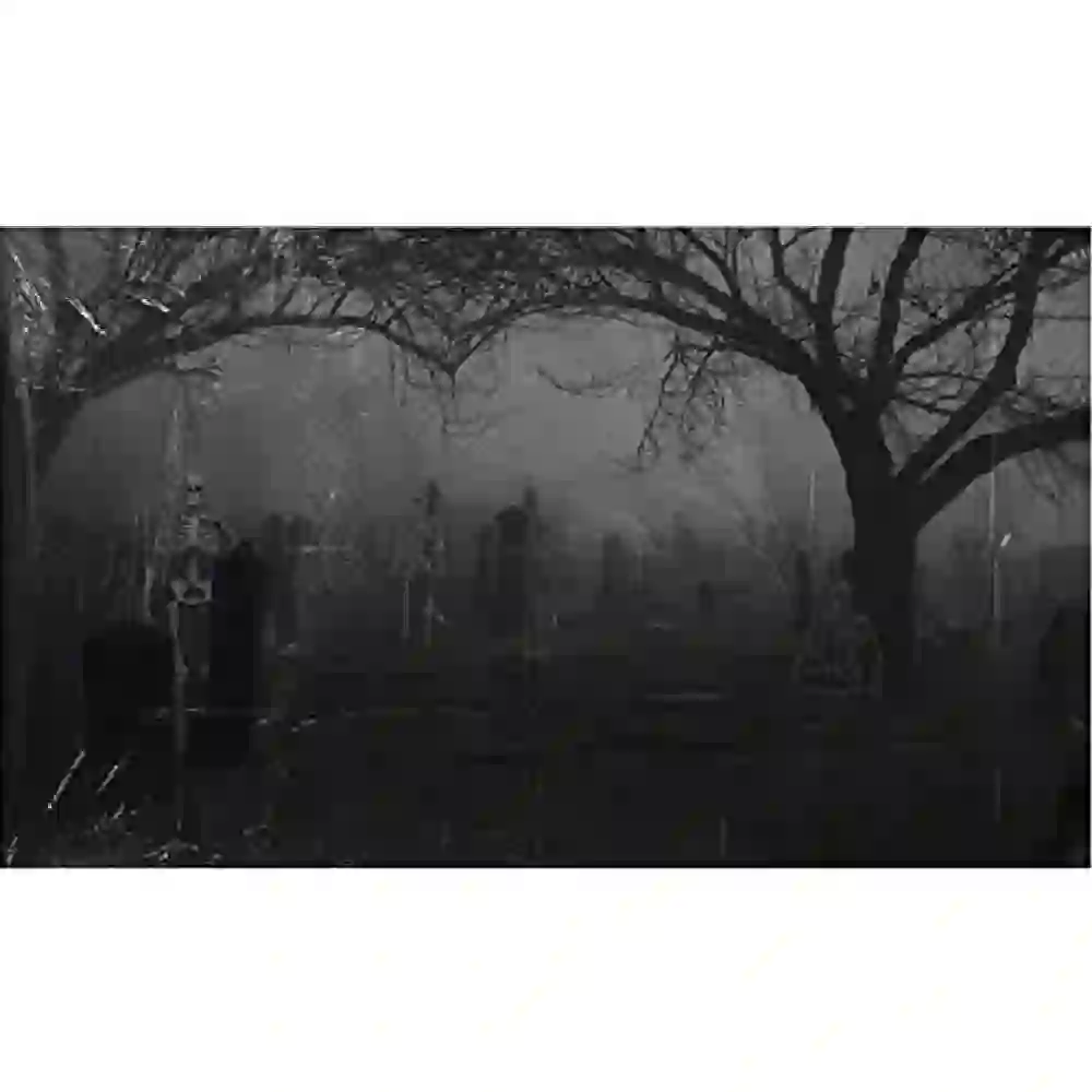 GulfDealz Halloween Cemetery Graveyard Window Scene Wall Mural 42 x 72 Inch Spooky Backdrop Decoration for Walls Rooms and Ceilings