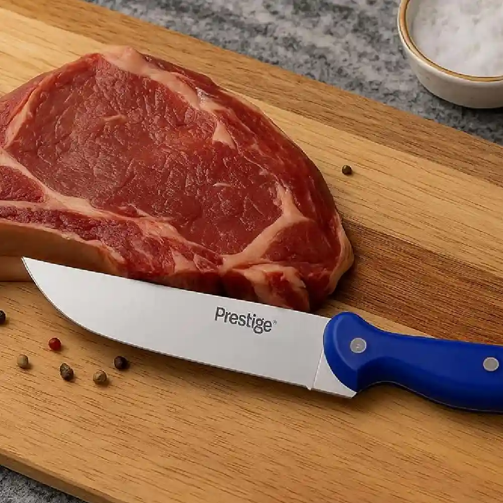 Prestige Professional 8 Inch Butcher Knife Stainless Steel Carving & Meat Slicing Knife, Blue - PR49345 - Image 4