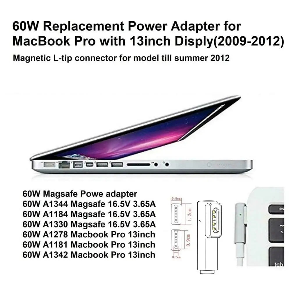 eWINNER 60W Replacement AC Power Adapter Charger with L-Tip for MacBook 13in and MacBook Pro 2009-mid 2012, 16.5V-3.65A, White - 2724310905012 - Image 7
