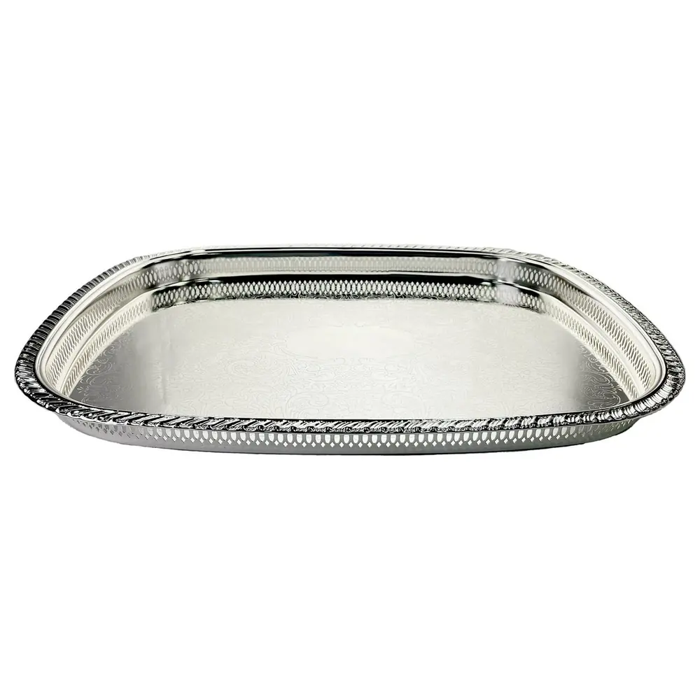 Zolten Silver Plated Rectangular Serving Tray, Silver, 45 cm - ZL2014473