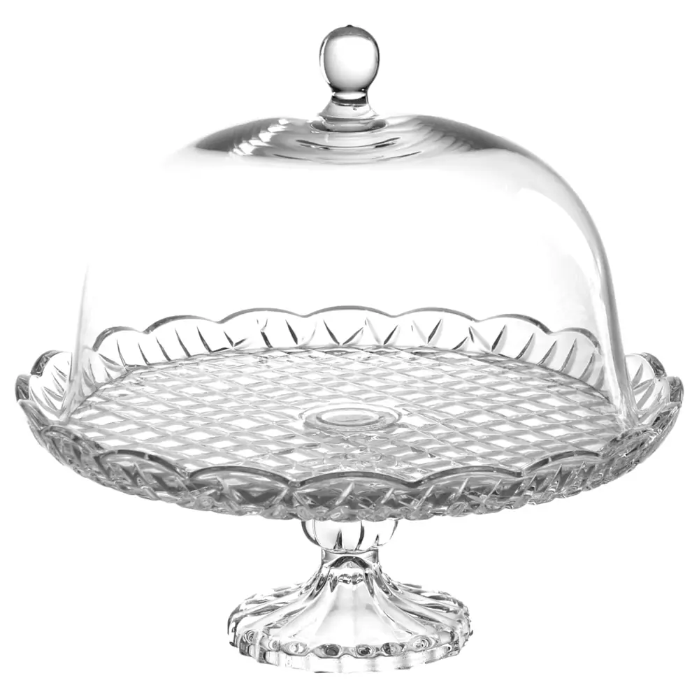 Taliona Clear Glass Galaxy Cake Plate with Dome, 31 x h29 cm - C6913575
