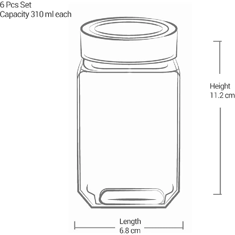 Milton Treo By Cube Storage Jar, Set Of 6, Transparent Glass 310ml - 3015660 - Image 4