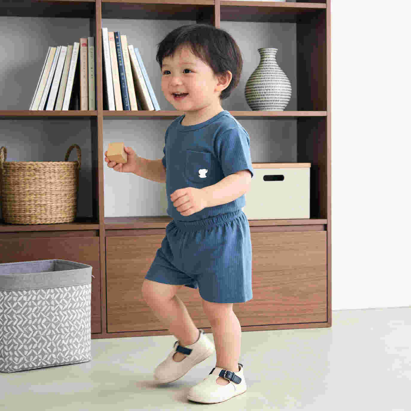 Babies Basic Ribbed Cotton Short Sleeves T-shirt and Plain Shorts Set 12-18 Months Blue M723-TO-BLU-12-18-2PC - Image 5