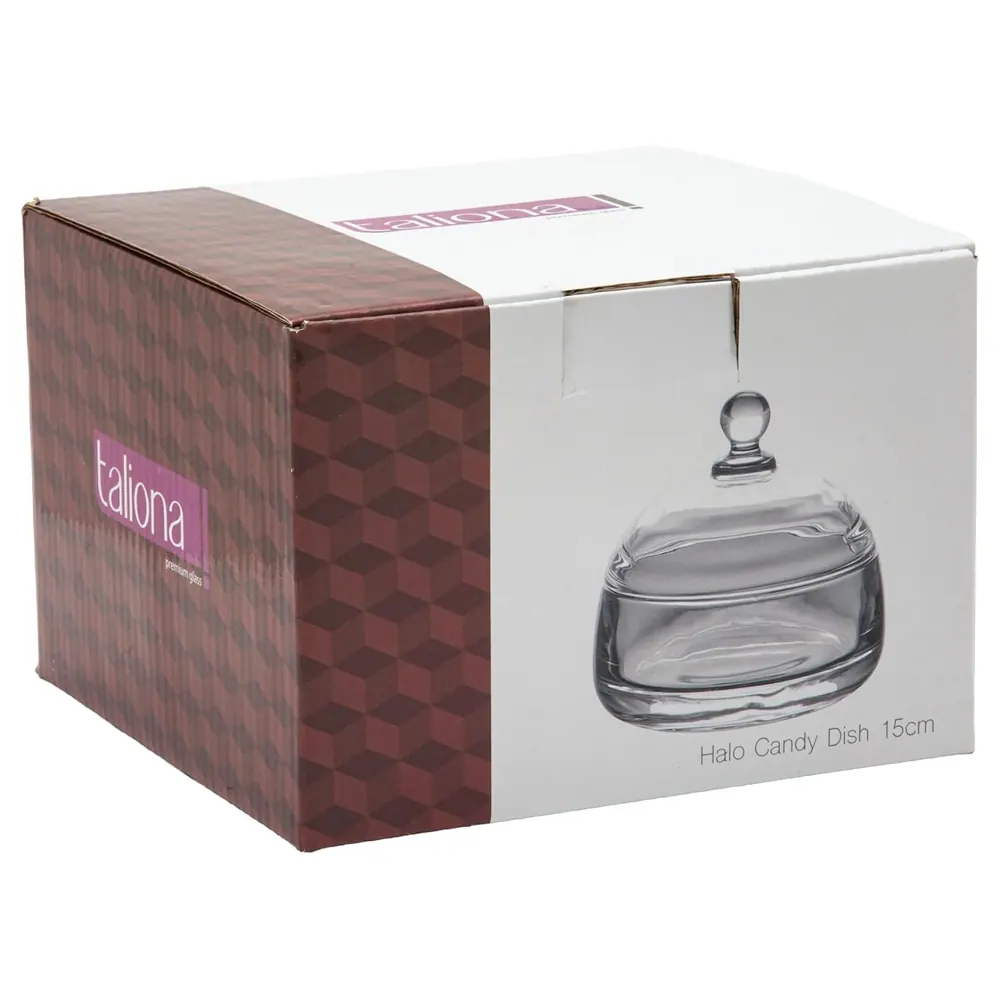 Taliona Halo Clear Glass Candy Dish with Domed Cover and Top Knob, 15 cm - C6913935 - Image 2