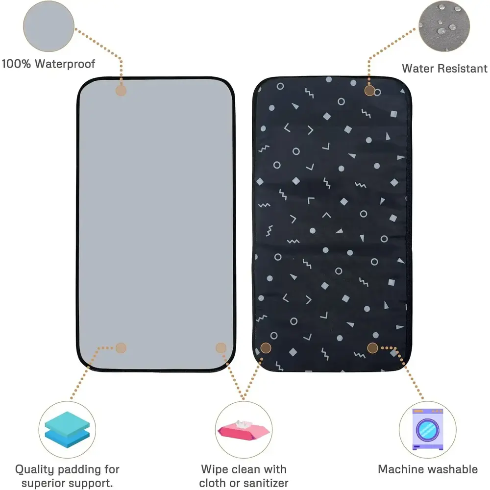 Neobreez Reusable Diaper Changing Pad Wipeable Surface Dark Grey Black - NBR164 - Image 7
