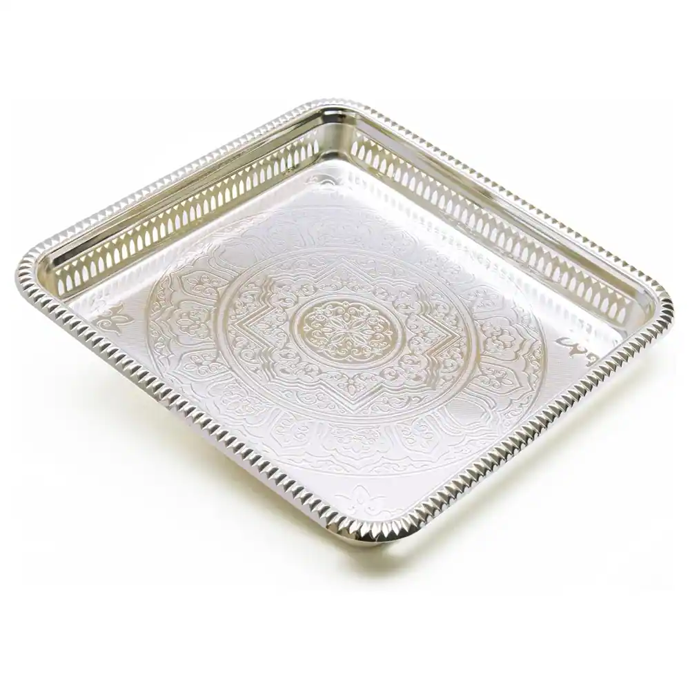 Zolten Silver Plated Square Serving Tray, Silver, 35.3 cm - ZL2013931