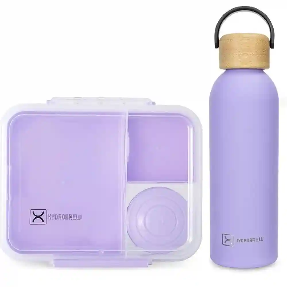 Hydrobrew Convertible Bento Lunch Box And Double Wall Stainless Steel Water Bottle 1650ml Plus 500ml - CMHB_LBRTWBSS500_PU