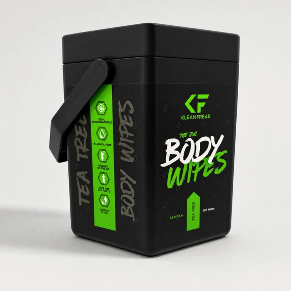Klean Freak Body Wipes The Jug 120 Wipes, Large Shower Wipe Dispenser for Gym, Camping and Home, Alcohol Free, Tea Tree - TJTT01 - Image 2