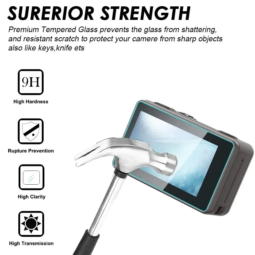 eWINNER 6PCS Tempered Glass Screen Protector Film Set for DJI Osmo Action 1st Generation, Screen Protector and Lens Film Foil, Ultra Clear Camera Accessory - 04-M9AJ-BZ8B - Image 5