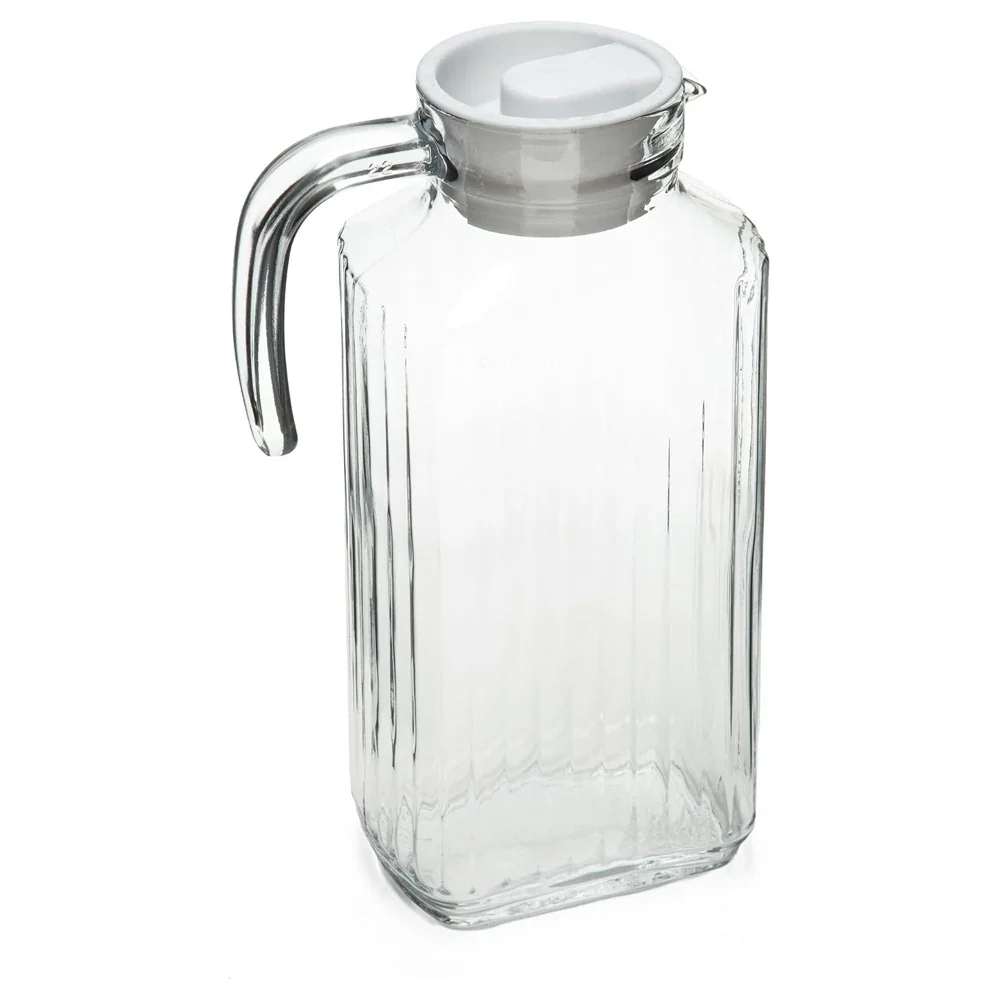 Taliona Waves Clear Glass Jug with Curved Handle and Pouring Spout, 1.7 L - C6913881