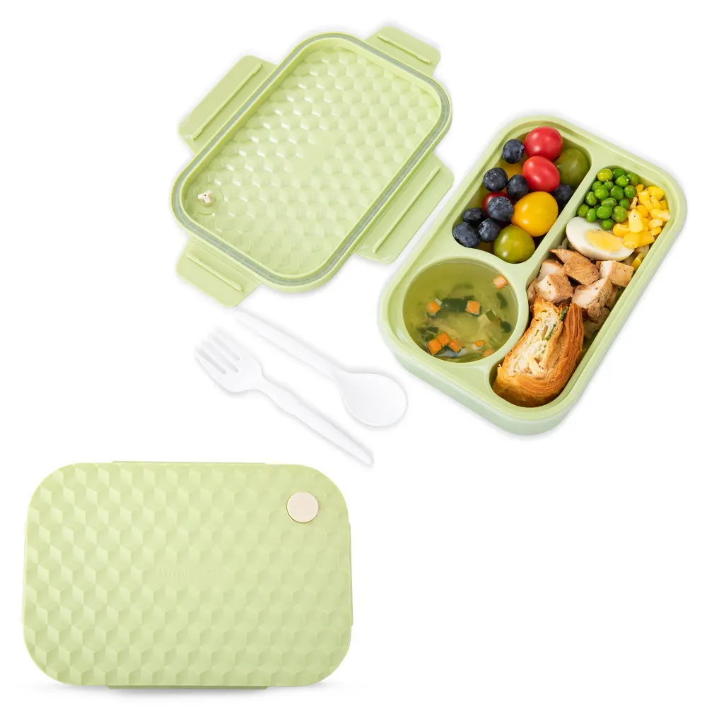 Hydrobrew Smart Serve Bento Lunch Box And Double Wall Stainless Steel Water Bottle 980ml Plus 500ml - CMHB_LB3COMPPWBSS500_GR - Image 2