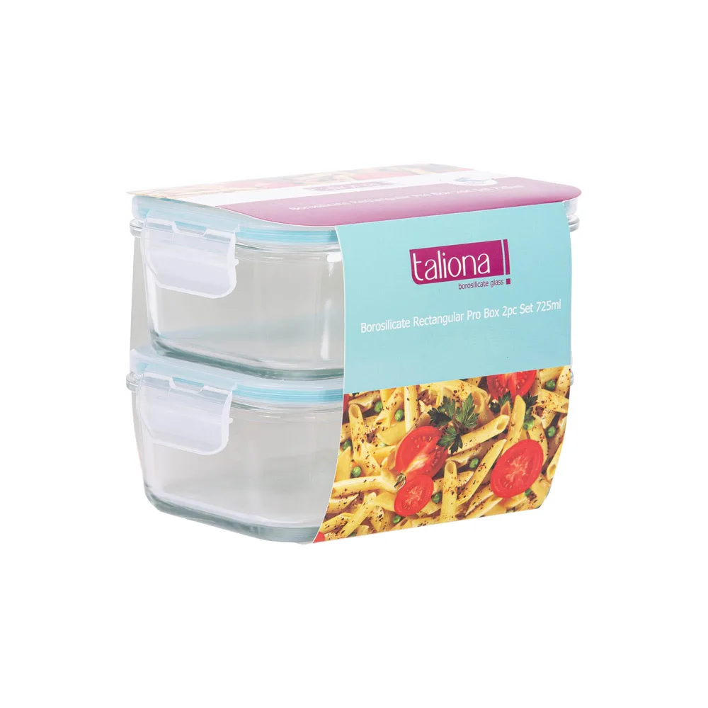 Taliona Boro Pro Borosilicate Glass Borosilicate Rectangular Storage Box 2-Piece Set 72.5 cl - TL2213369 - Image 5