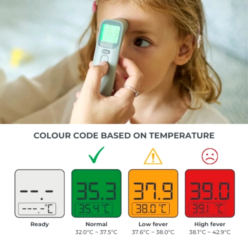 Nuvita Digital Forehead & Ear Thermometer, Accurate Temperature in 1 Second, 4 Measurement Modes, LCD Display with Fever Alarm, Stores Last 40 Readings - NU-IBTE0029 - Image 7