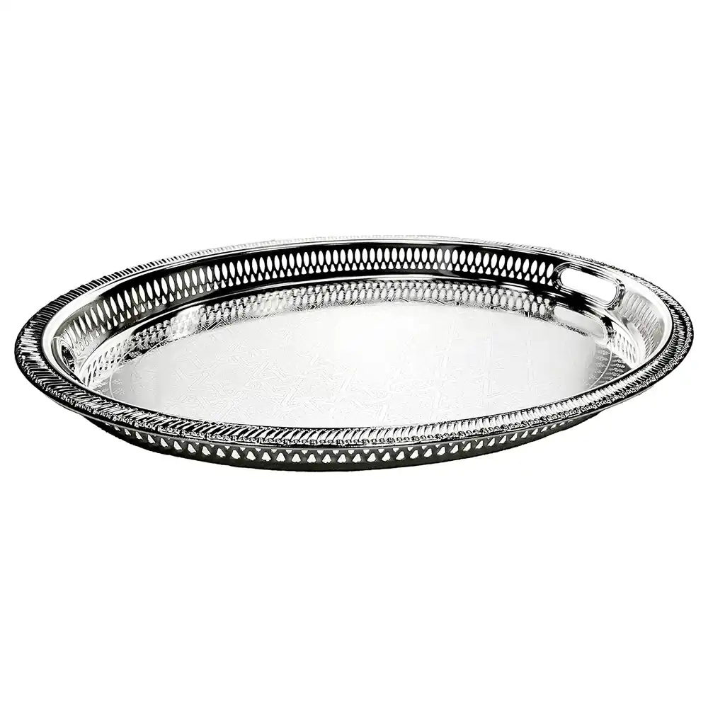 Zolten Silver Plated Oval Serving Tray, Silver, 45 cm - ZL2013642
