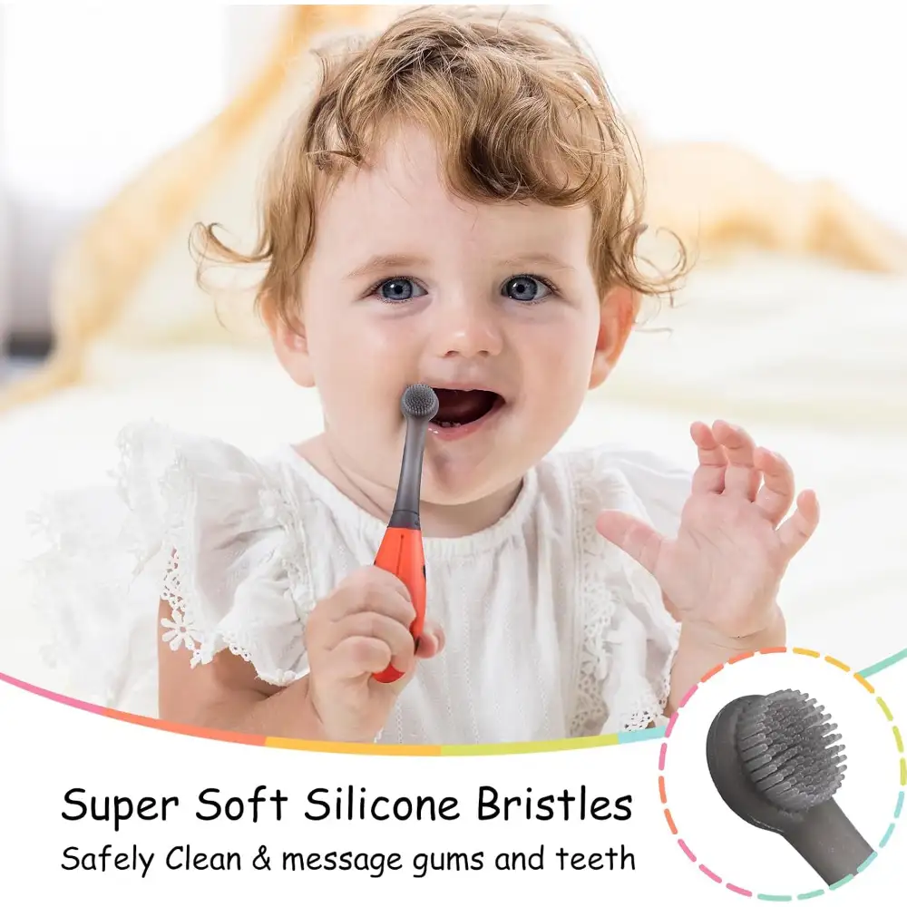 Mombella Ladybug Baby Silicone Training Toothbrush, Soft Bristles, BPA-Free, Gentle on Gums, Ideal for 6-9 Months, Easy Grip, Red & Black - 1403 - Image 6