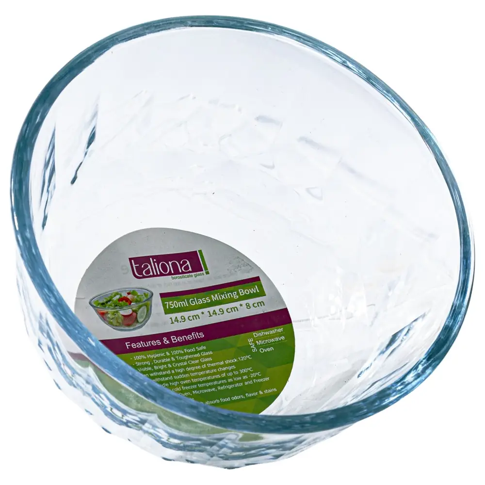 Taliona Diamond 750ml Premium Round Borosilicate Glass Mixing Bowl, Durable Transparent Kitchen Bowl for Mixing, Preparing and Serving Food - TL2213952 - Image 3