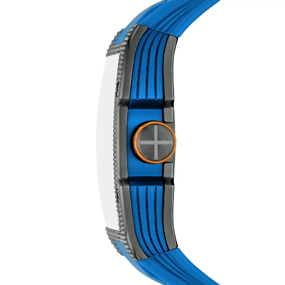 Fossil Men’s Machine X1 42mm Automatic Watch, Blue Dial, Stainless Steel Case, Blue Silicone Strap, Sapphire Crystal, 5 ATM Water Resistance - ME3285 - Image 3