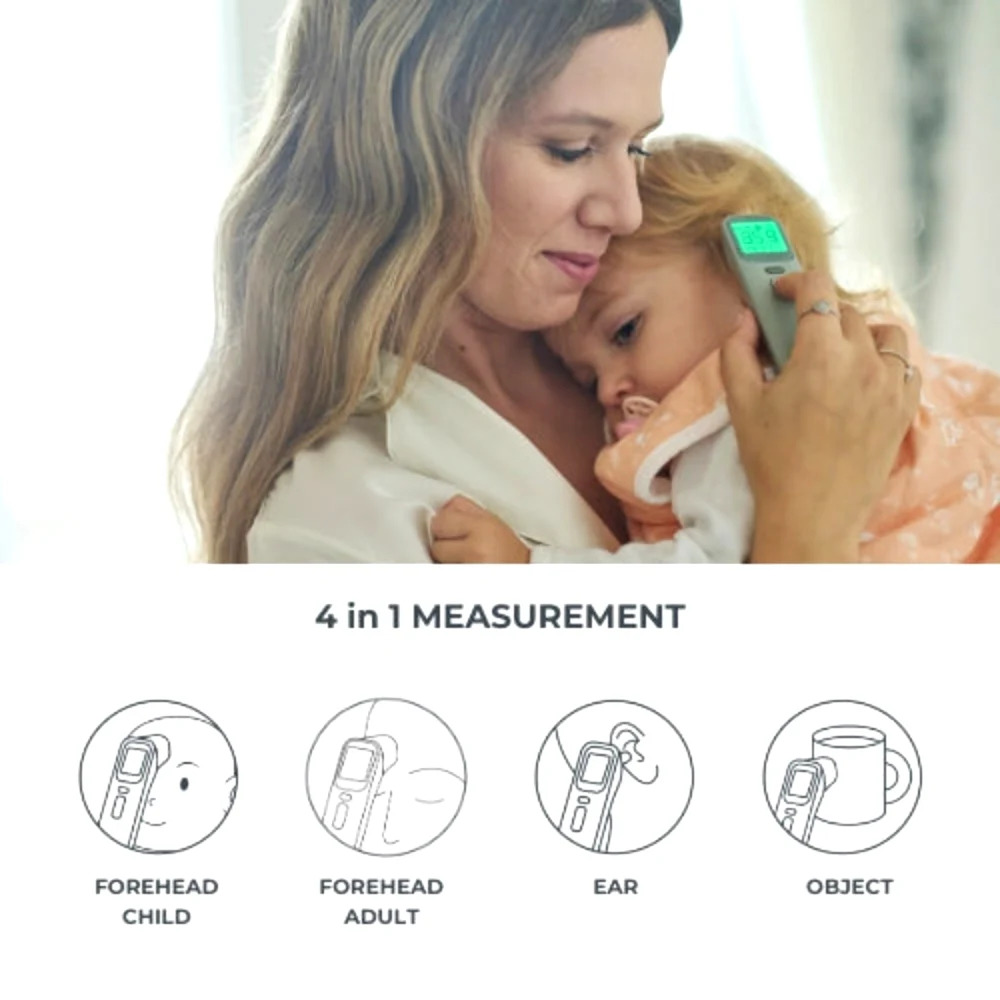 Nuvita Digital Forehead & Ear Thermometer, Accurate Temperature in 1 Second, 4 Measurement Modes, LCD Display with Fever Alarm, Stores Last 40 Readings - NU-IBTE0029 - Image 8