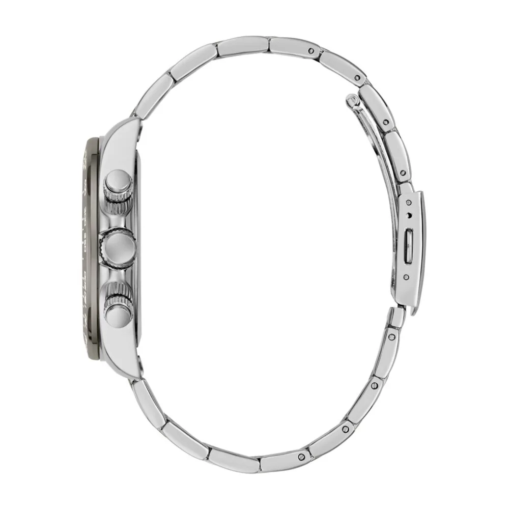 Guess Mens Quartz Chronograph Watch, 42mm Polished Silver-Tone Stainless Steel Round Case, Ice Blue Sunray Dial with Full Markers & Three Sub-Dials, Silver-Tone Stainless Steel Bracelet, 50m Water Resistance - GW1058G1 - Image 4