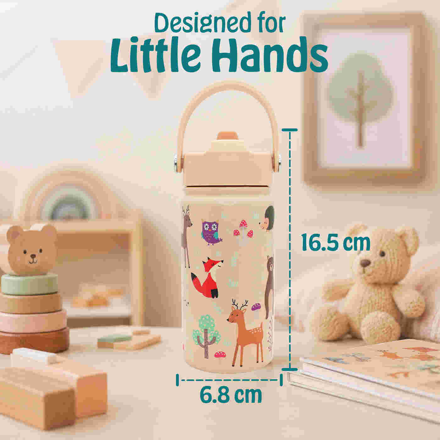 Babies Basic Insulated Bento Lunchbox with Stainless Steel Bottle 3+ Years - Beige - Zoo 12310-MIX-BEI-ZOO - Image 3