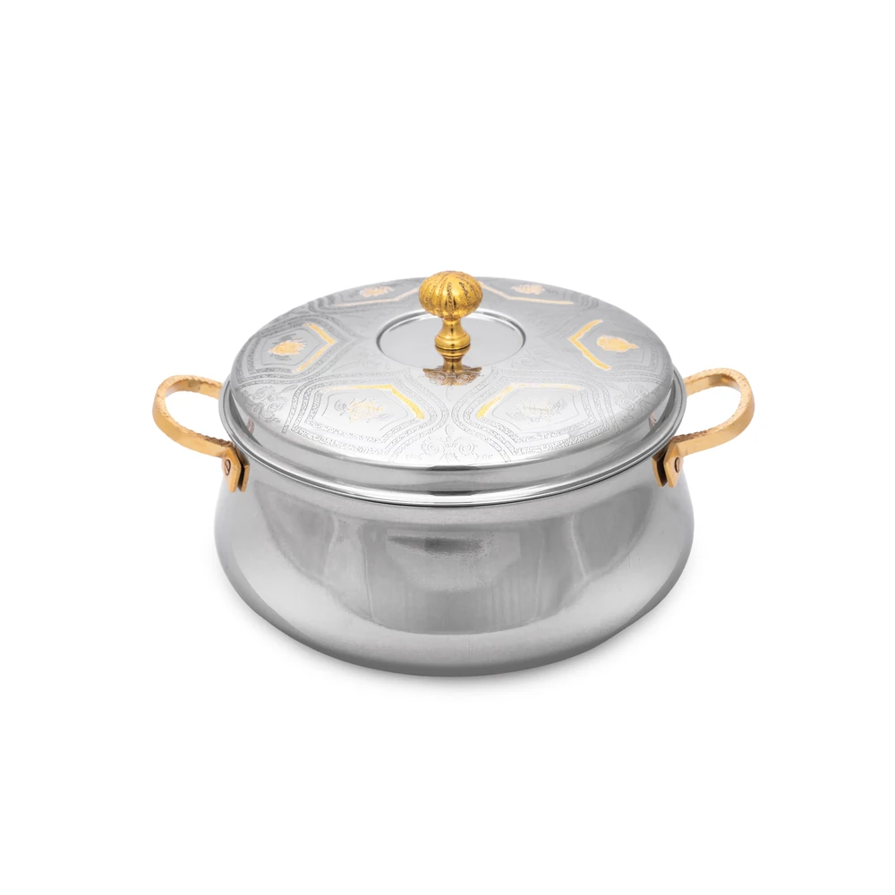 Zolten Vajra Zoya Stainless Steel Hotpot with Twin Loop Handles and Decorative Lid, 3.5 L - ZL0814462