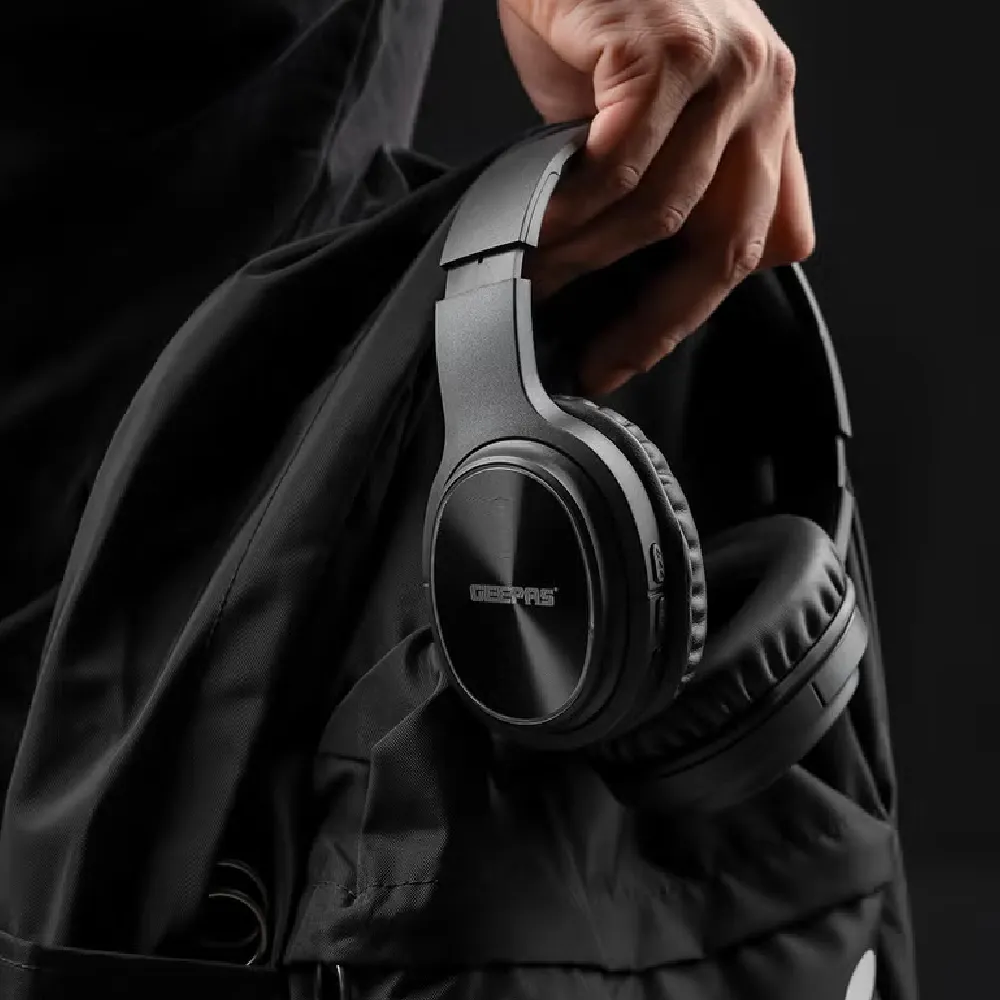 Geepas Wireless Bluetooth Headphone Black - 10H Battery, Wired & Wireless, Hands-Free Call, FM Radio, AUX Input, Foldable & Comfortable Design - GHP4702N - Image 6