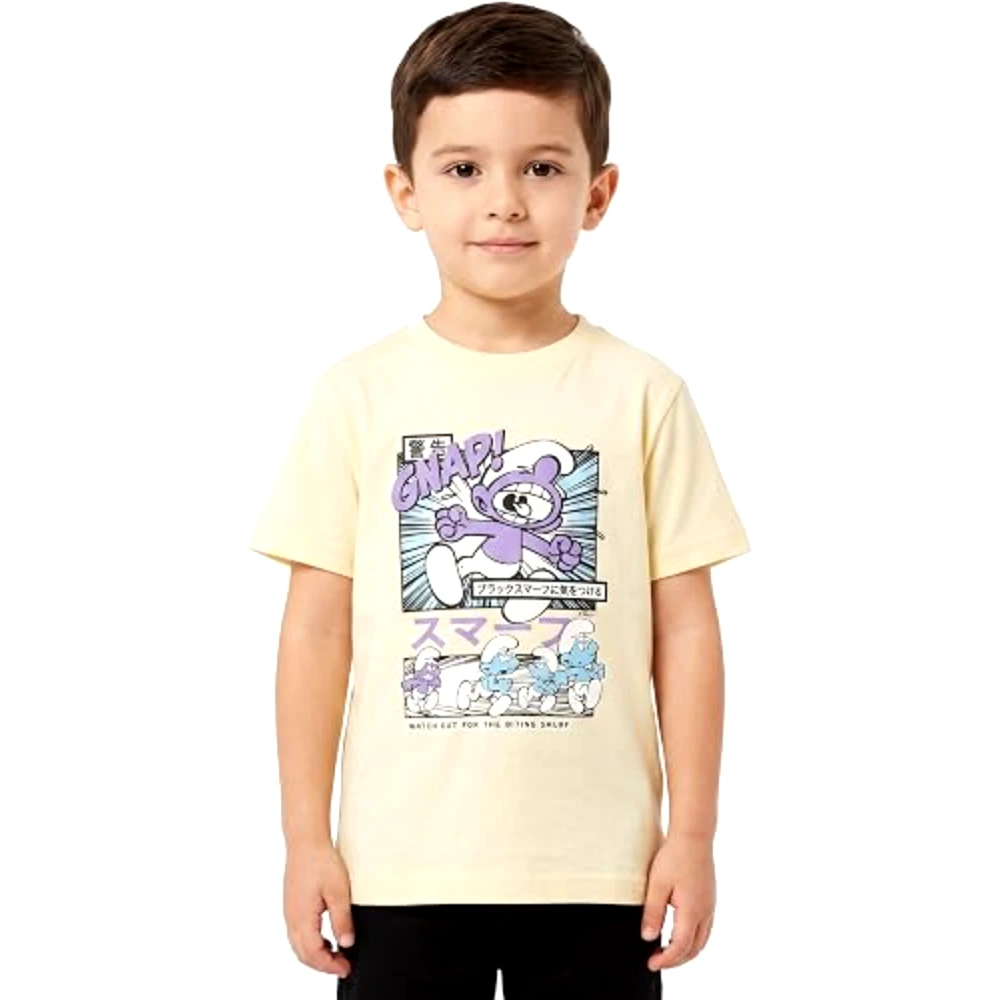 The Smurfs Gnap Comic Boys T-Shirt, 100 Percent Cotton, Crew Neck, Casual Wear, 7-8 Years, Cream - TU25934-7-8 - Image 3