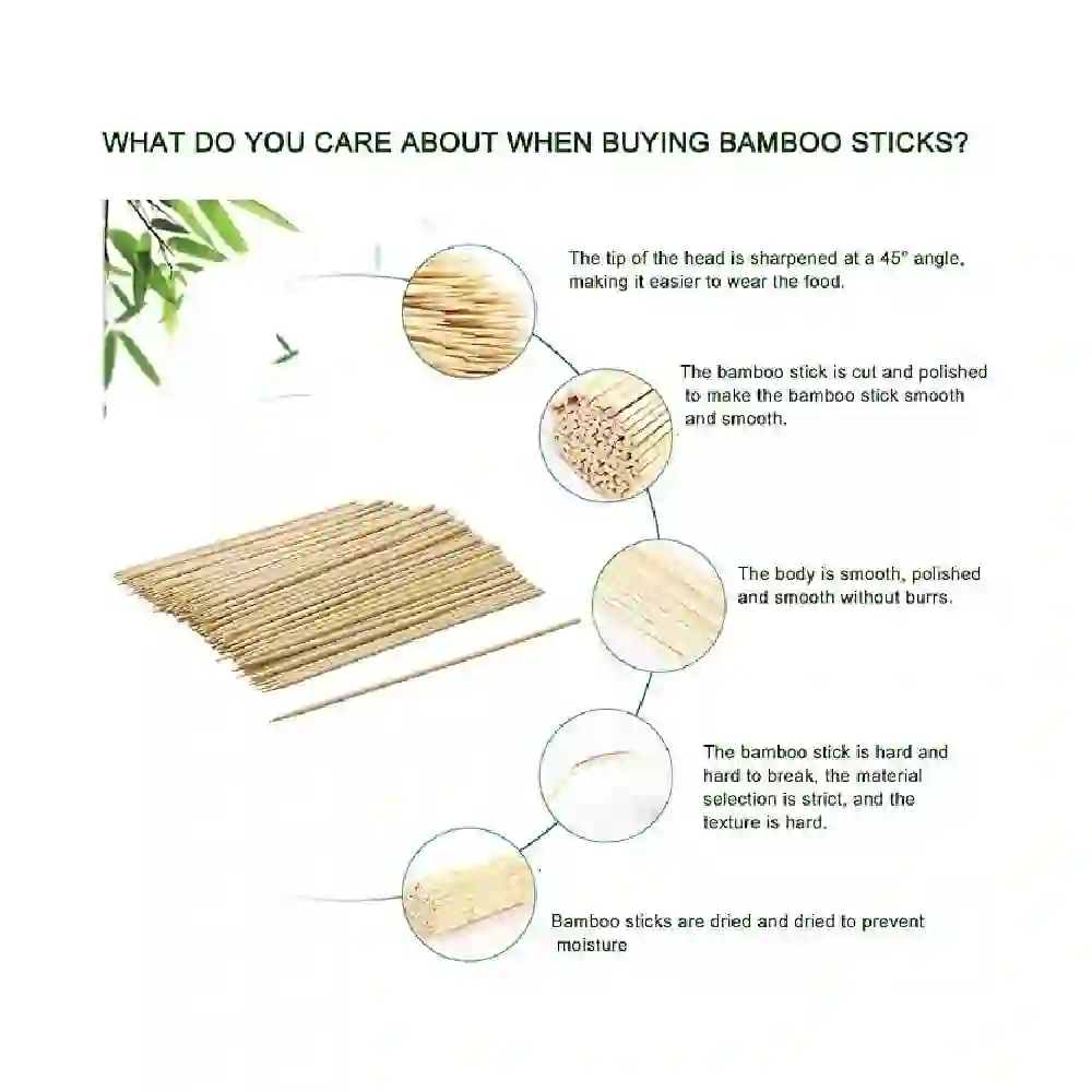 GulfDealz Natural Bamboo BBQ Skewers, 12 Inch, 100 Pieces with Pointed Tips and Polished Finish for Kebabs, Grilling, Fruit and Appetizers - Image 3