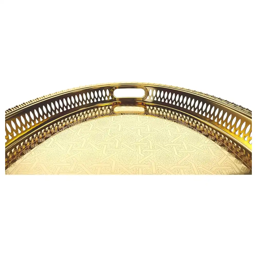 Zolten Silver Plated Oval Serving Tray, Gold, 45 cm - ZL2013639 - Image 5