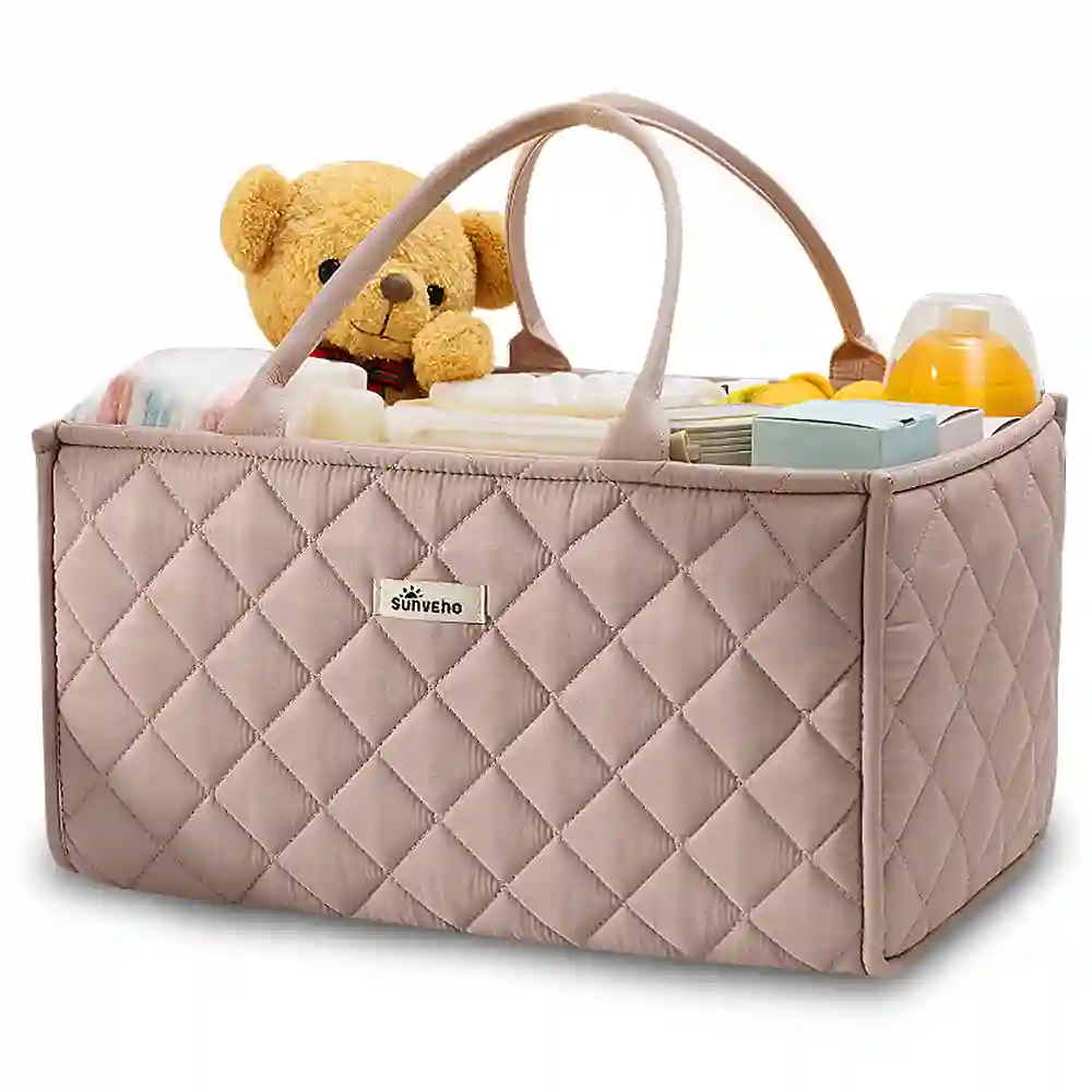 Sunveno Foldable Baby Nursery Organizer Caddy With Removable Dividers Blush Pink - SN_DPCA_PI