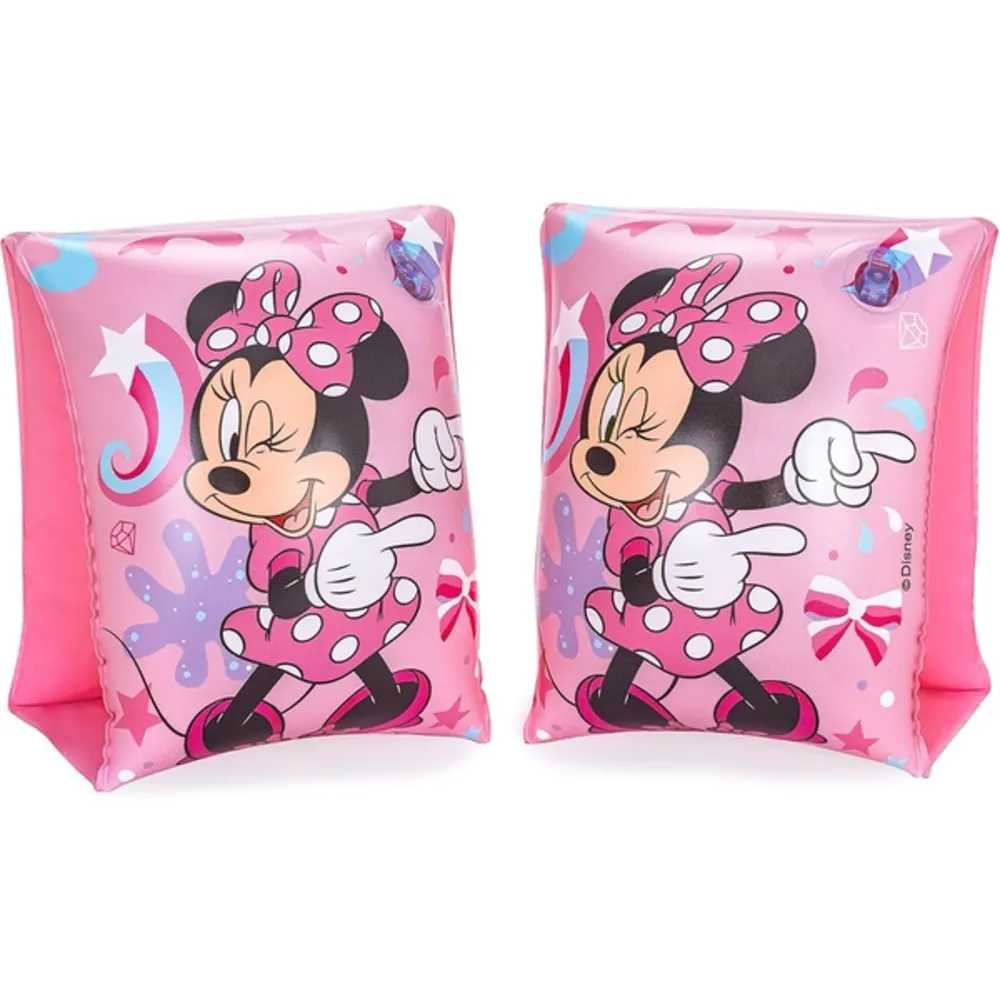Bestway Disney Junior Minnie Armbands 23cm x 15cm, Inflatable PVC Swim Arm Floats for Kids, Character Swimming Aid for Pool & Beach, Multicolour - 91038