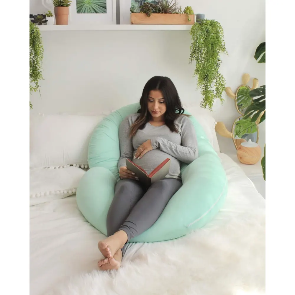 PharMeDoc C-Shape Full Body Maternity Pillow, Mint Green Cooling Cover, Pregnancy Support for Back, Belly and Legs, Soft Breathable Ergonomic Design - PMD-C-BP-MT - Image 4