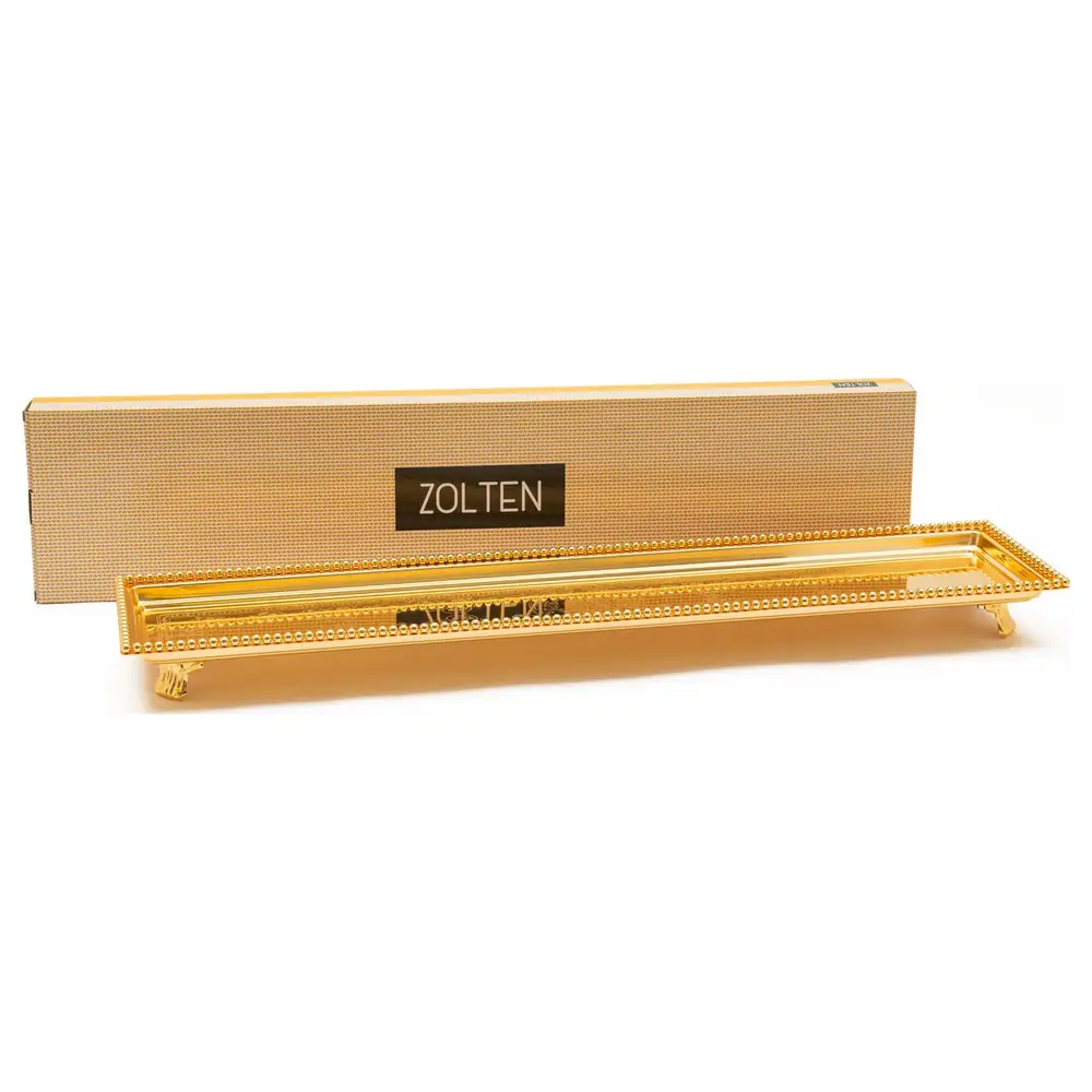 Zolten Silver Plated Rectangular Serving Tray, Gold, 60 cm - ZL2013907 - Image 4