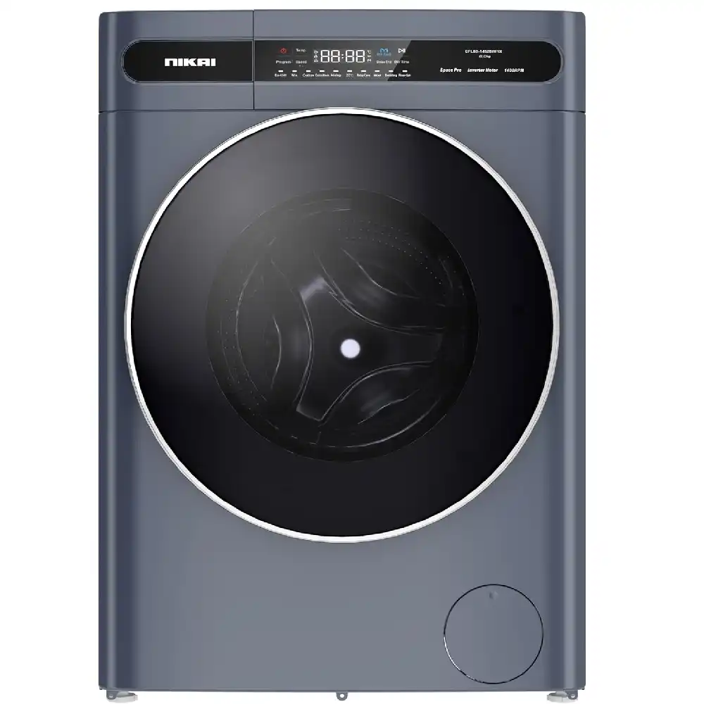 Nikai 10-6 Kg Front Load Washer Dryer with 18 Programs, Fully Automatic washing machine with Energy Saving BLDC Inverter Motor, Touch Panel – One Touch Washing Program, Child Lock - NWM1106FDS