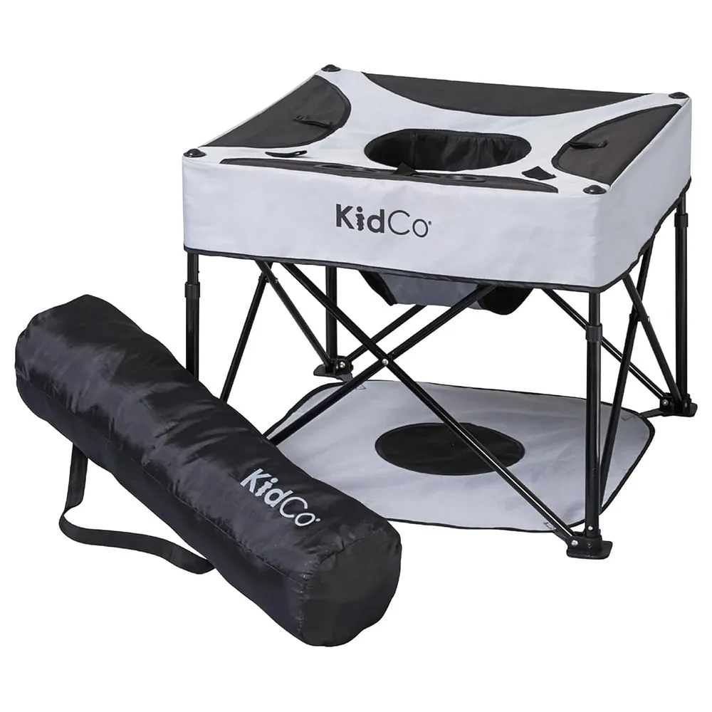 KidCo GoPod Travel Activity Seat, Portable Folding Baby Seat with 4 Height Positions, Floor Pad, Snack Holder and Carry Bag, Midnight - P7004