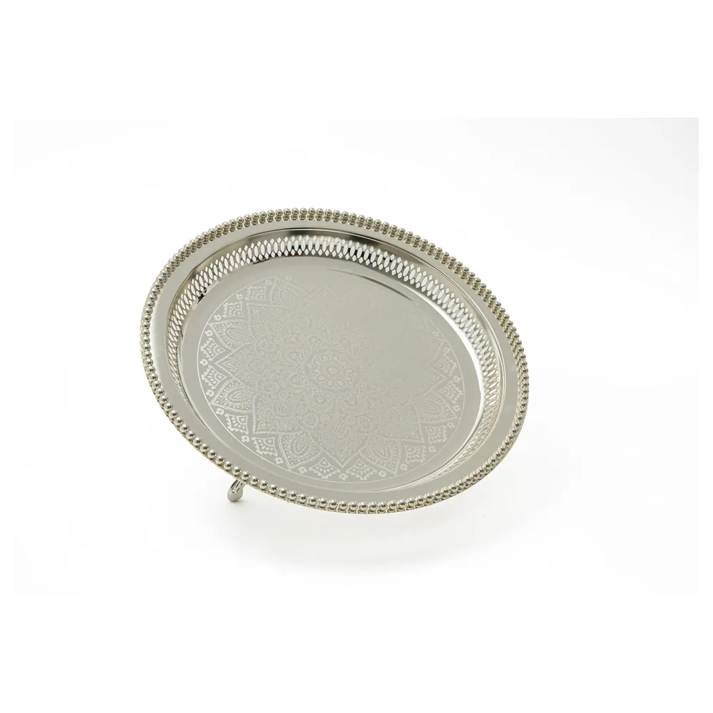 Zolten Silver Plated Round Serving Tray, 45 cm - ZL2013928