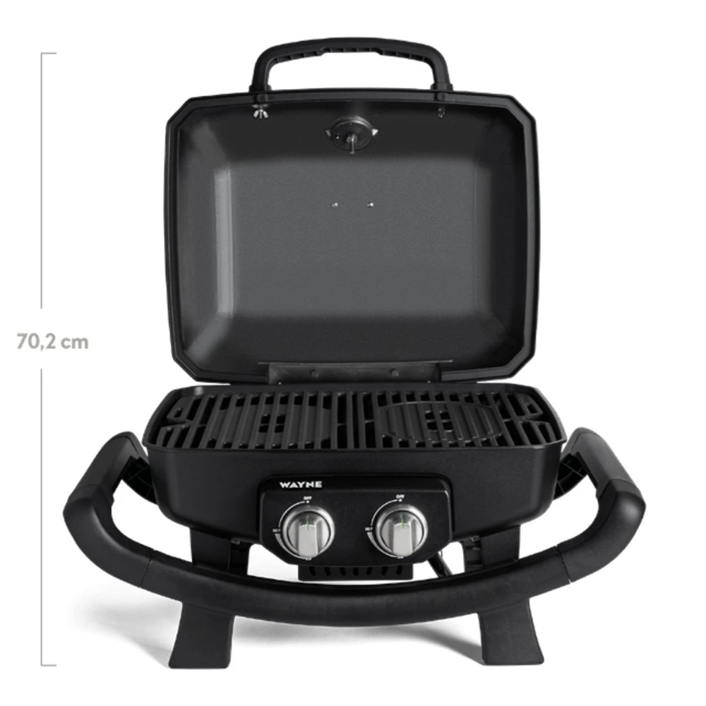 Burnhard WAYNE 2-Burner Balcony Gas Grill Series 2, 4.4kW, Up to 390 Degree C, 46 x 37 cm Cast Iron Grate, Thermometer and Cover, Black - 944219 - Image 8