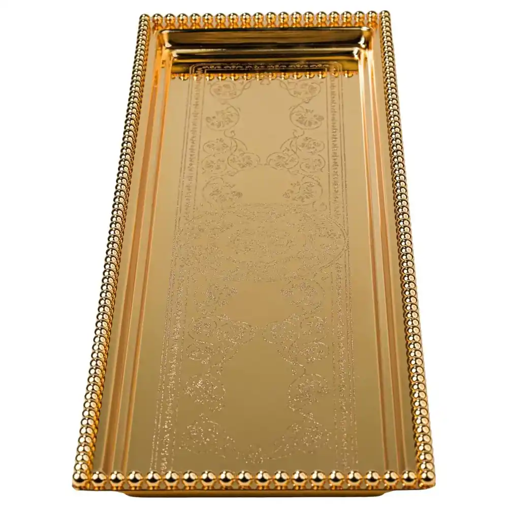 Zolten Silver Plated Rectangular Serving Tray, Gold, 60 cm - ZL2013756 - Image 2