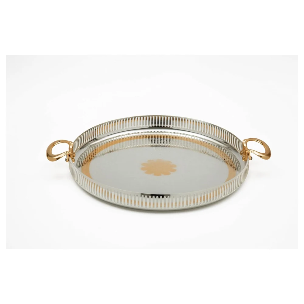 Zolten Silver Plated Round Serving Tray, 35 cm - ZL2013927