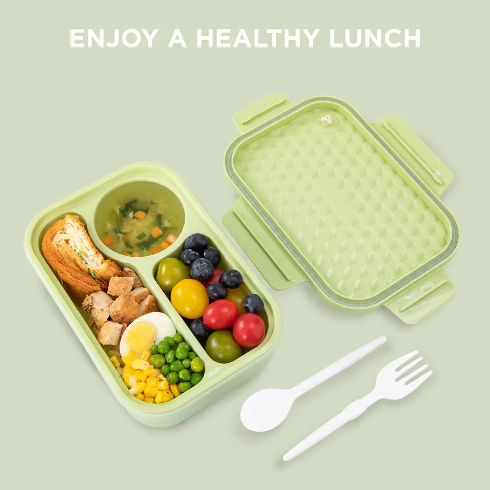 Hydrobrew Smart Serve Bento Lunch Box And Double Wall Stainless Steel Water Bottle 980ml Plus 500ml - CMHB_LB3COMPPWBSS500_GR - Image 5