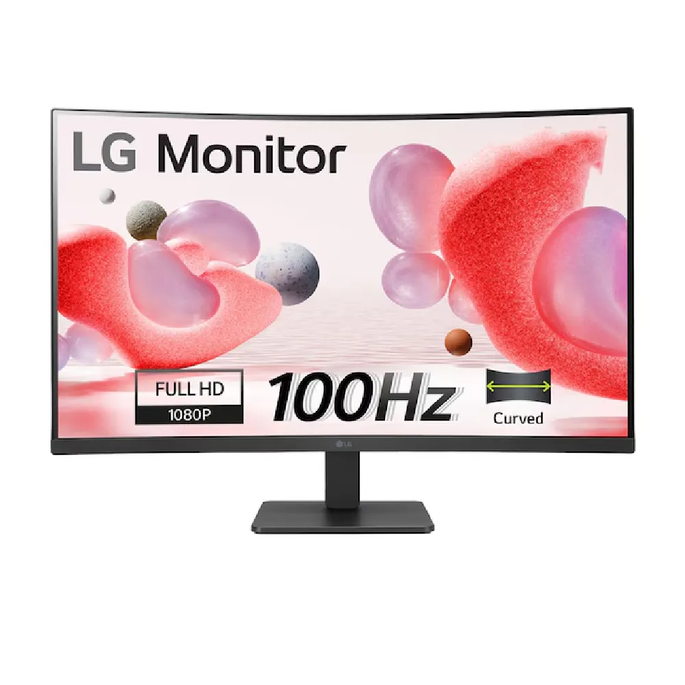 LG 32 Inch Full HD Curved VA Monitor, 100Hz Refresh Rate, AMD FreeSync, 5ms Response Time, Dual HDMI, VGA & Tilt Adjustable - 32MR50C-B