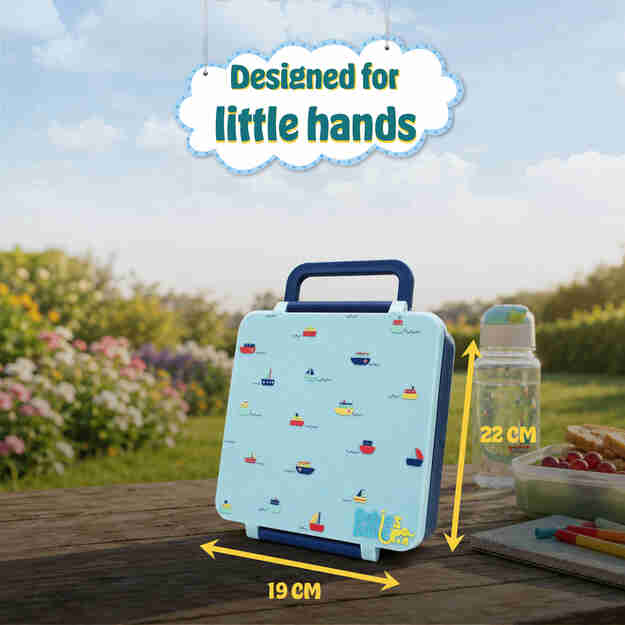 Babies Basic Insulated Bento Lunchbox Built-in Thermos Leakproof Compartments 3+ Years - Blue - Boat 12300-BEN-BLU-BOAT - Image 5