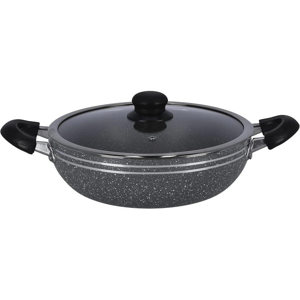 Delcasa DC1889 Non-Stick Cookware Set with Granite Coating, Aluminium Body, Tempered Glass Lid, Bakelite Handle, Dishwasher-Safe, Multi - Image 5